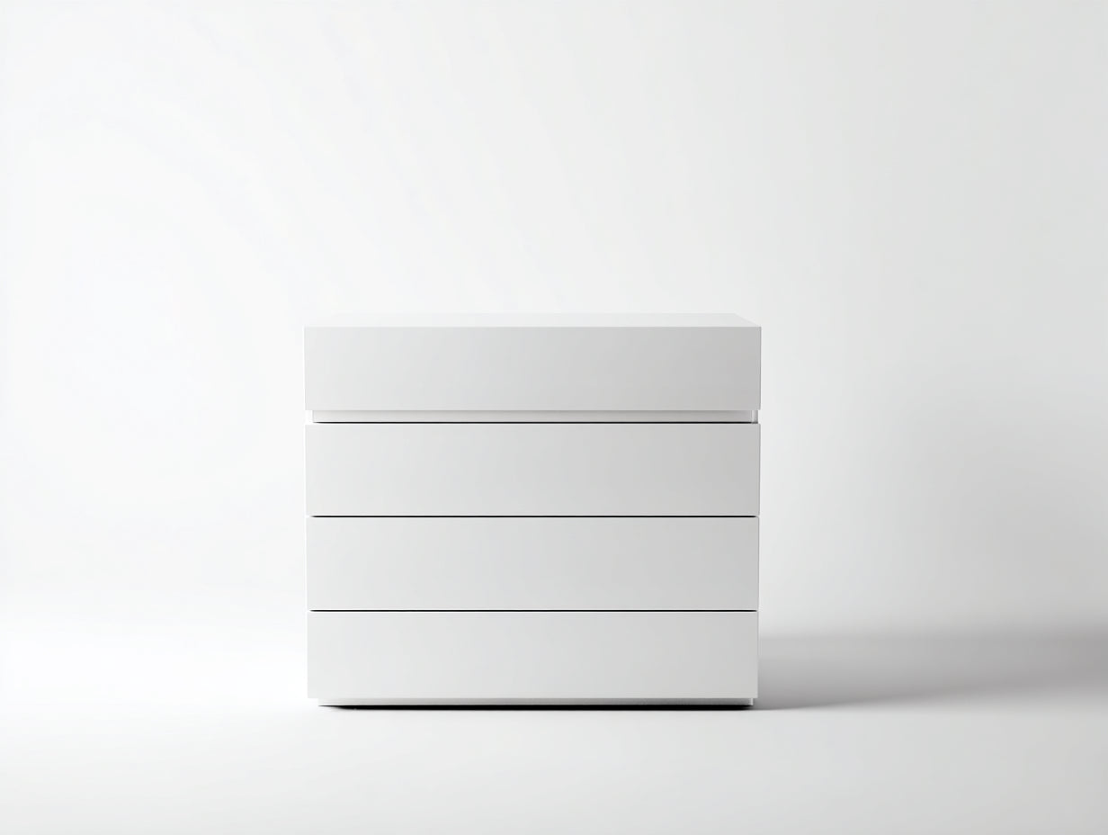 Cómoda 80x40x78 cm - madera laminada blanca - 4 cajones para dormitorio