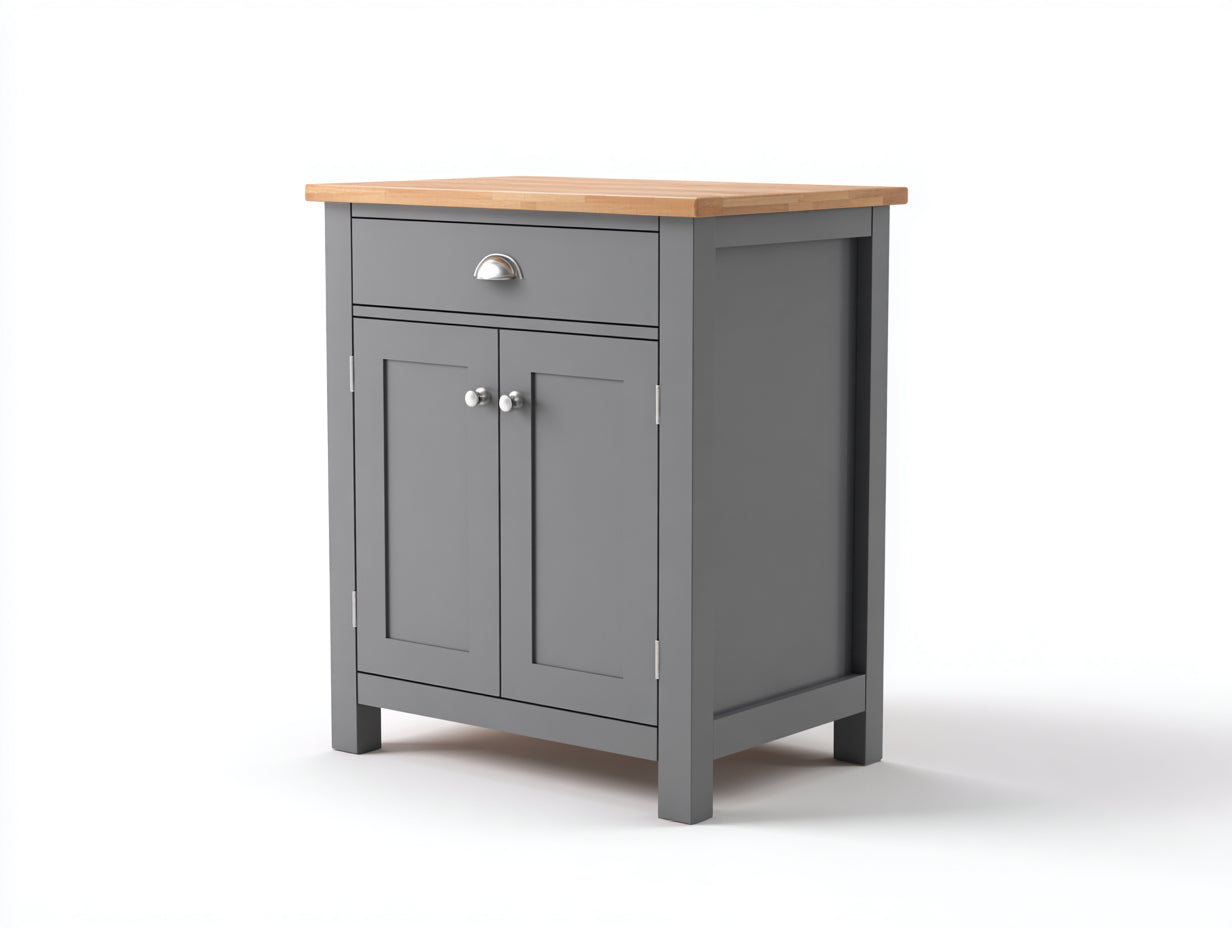 Aparadores 80x40x85 cm de madera en gris-marrón - 2 puertas y 1 cajón - estilo moderno para comedor
