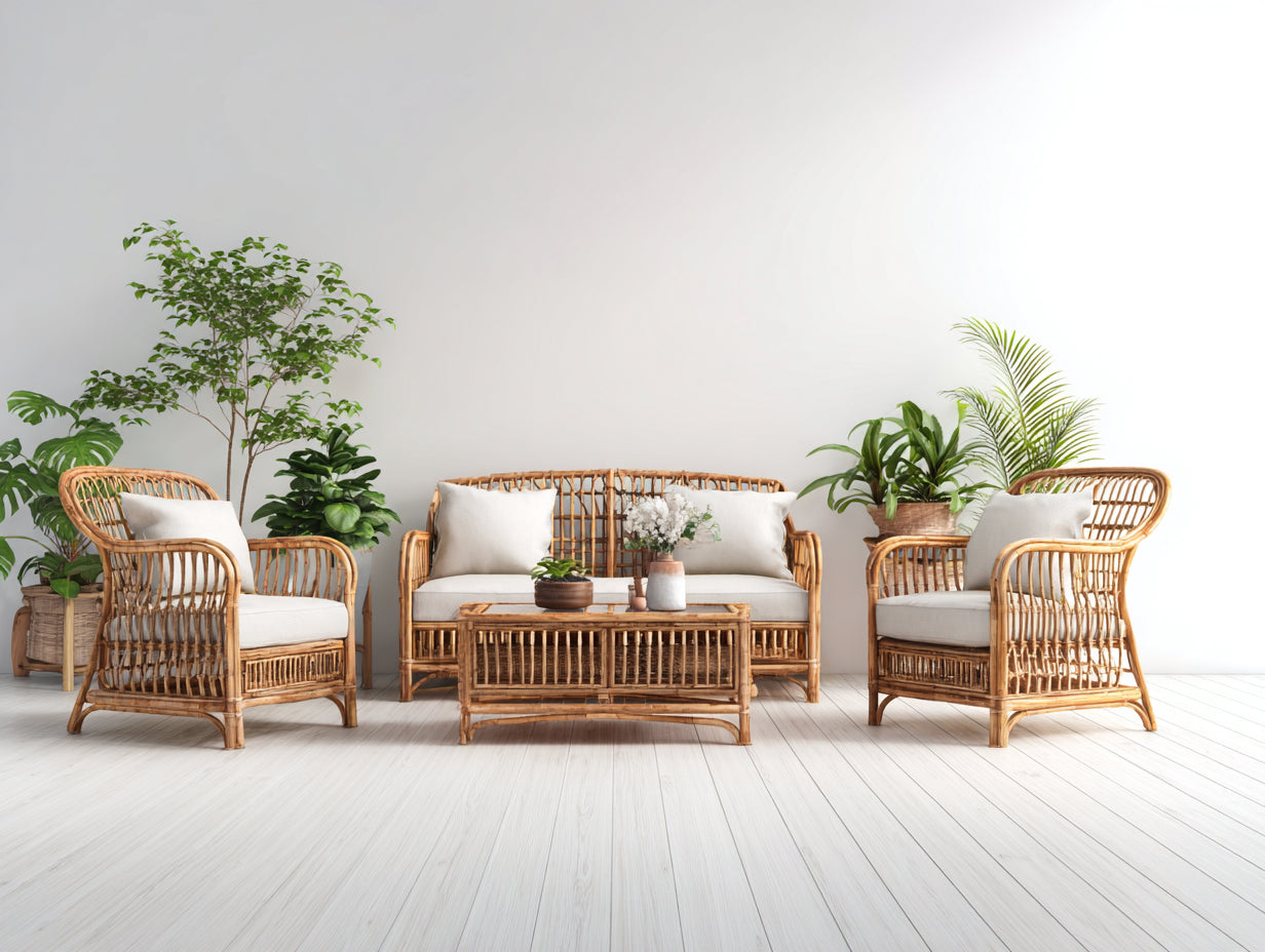 Sofás de exterior de ratán 180x78x76 cm - ratán natural-beige - con mesa de centro para jardín