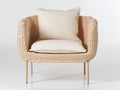 Sillón de ratán 82x78x78 cm - ratán natural y crema con patas metálicas - diseño moderno para salón