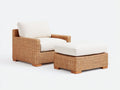 Sillones de ratán 86x80x82 cm en marrón-beige - con reposapiés - estilo natural para salón