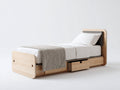 Cama individual 205x96x95 cm - madera color pino natural y gris - con 3 cajones para dormitorio