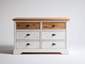 Cómodas de madera 120x45x82 cm - blanco envejecido y roble claro - diseño rústico con cajones