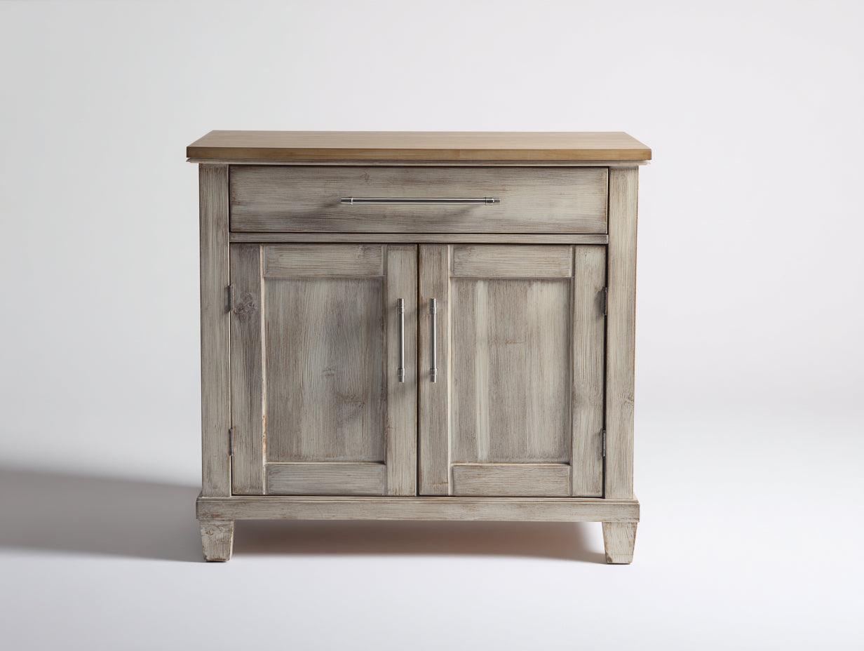 Aparadores 90x40x85 cm de madera en marrón-gris - 2 puertas y 1 cajón - estilo rústico para comedor