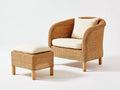 Sillones de ratán 80x75x85 cm marrón-beige - diseño moderno con reposapiés