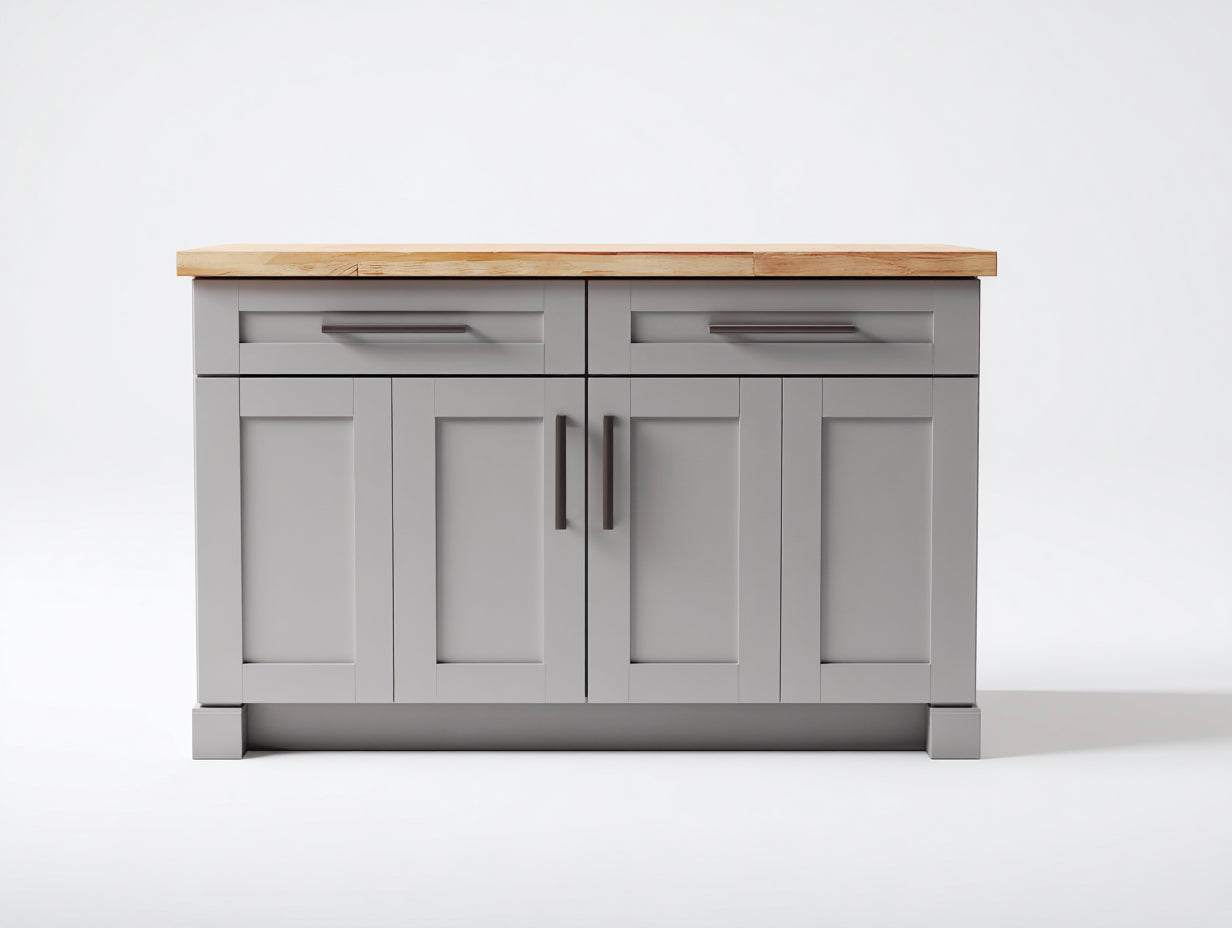Aparadores de madera 120x45x90 cm - gris y roble claro - diseño moderno con puertas y cajones