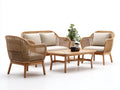Sofás de exterior de ratán 150x75x70 cm - ratán natural y madera clara - conjunto moderno de jardín