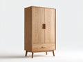 Armarios 90x45x160 cm de madera en color marrón - 2 puertas y 1 cajón - estilo natural para dormitorio