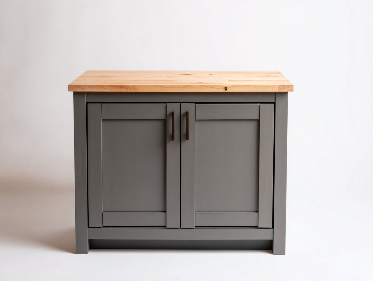 Aparadores de madera 100x45x85 cm gris-marrón - diseño rústico con dos puertas