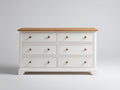 Cómodas 140x45x82 cm de madera en blanco-marrón - 6 cajones - estilo clásico para dormitorio