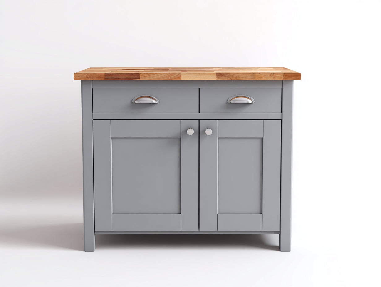 Aparadores de madera 100x42x85 cm - gris y roble claro - diseño moderno con puertas y cajones