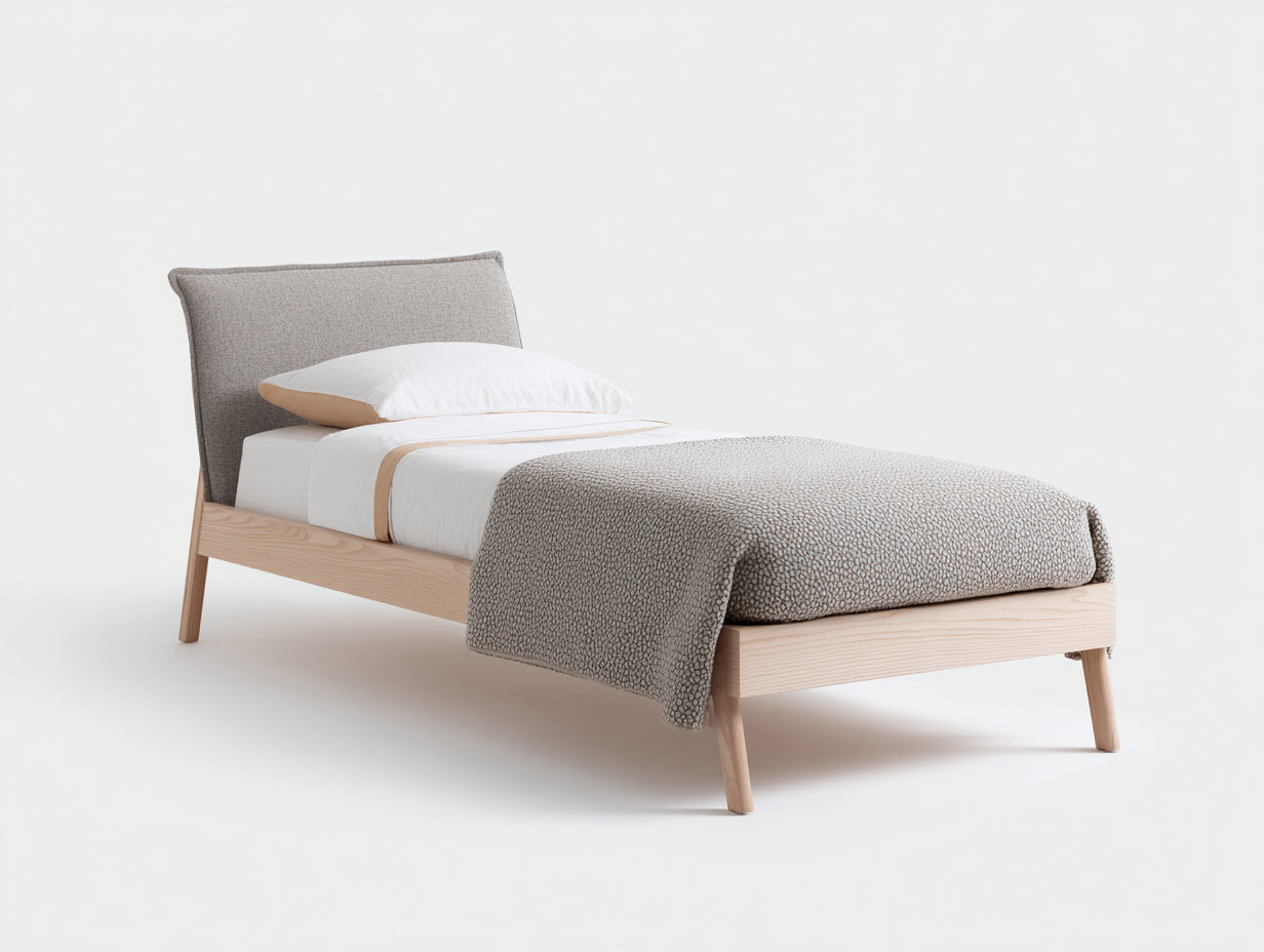 Camas individuales de madera 208x104x96 cm - roble claro y gris - diseño moderno para dormitorio