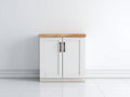 Aparador 90x40x85 cm - madera blanca y roble natural - 2 puertas para comedor