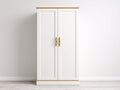 Armarios de madera 110x52x190 cm - blanco y dorado - diseño clásico para dormitorio