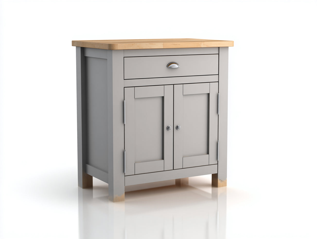 Aparadores de madera 65x40x90 cm gris-marrón - diseño clásico con dos puertas y un cajón