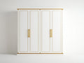 Armarios de madera 200x58x190 cm - blanco-dorado - estilo clásico para dormitorio