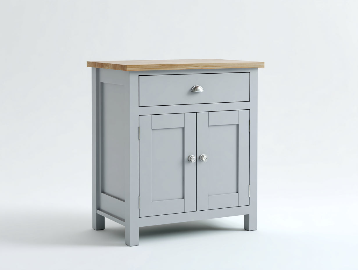 Aparadores de madera 85x40x82 cm - gris claro-roble-plata - diseño clásico para salón