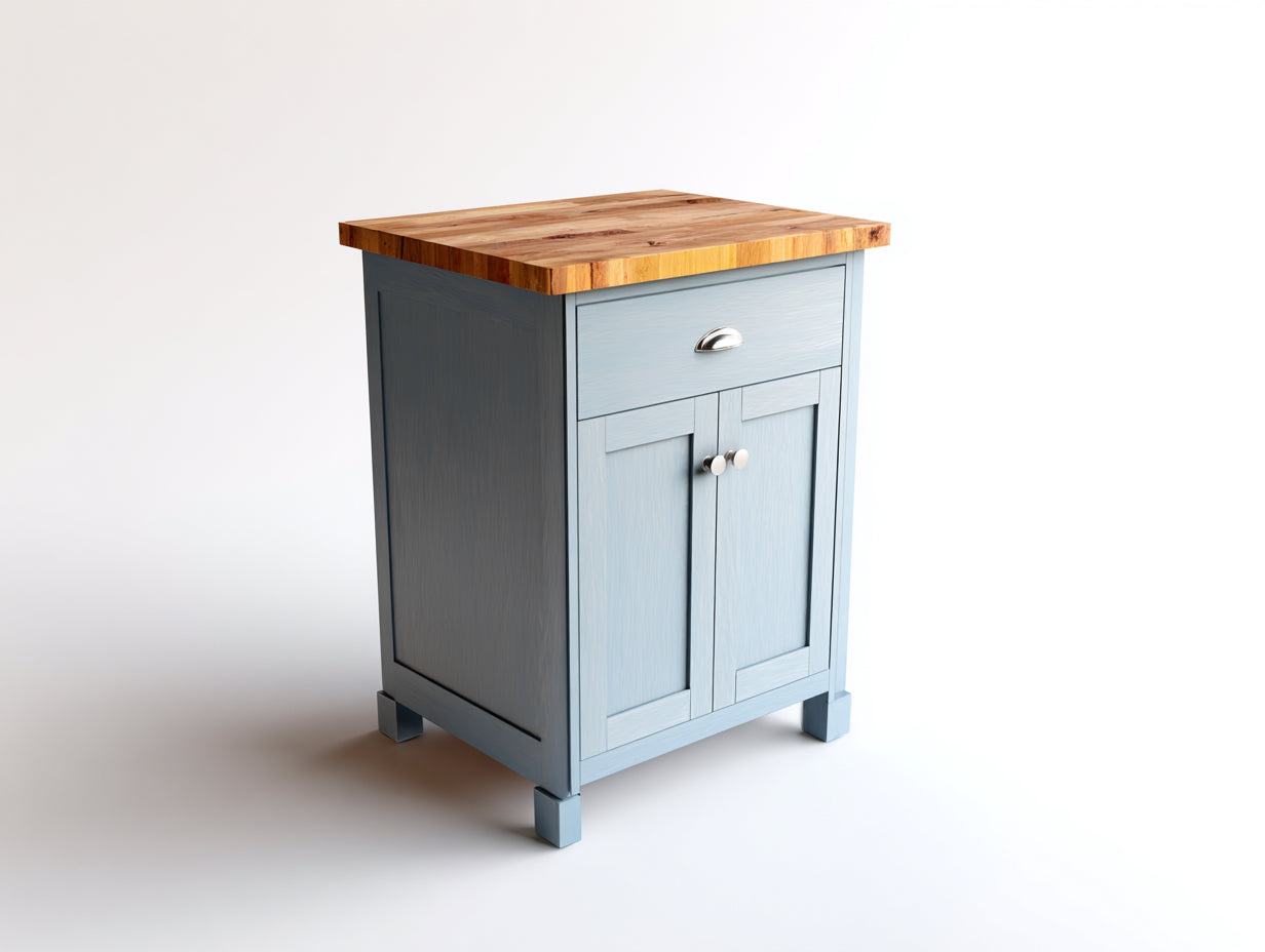 Aparadores de madera 60x40x85 cm azul-marrón - diseño rústico con dos puertas y un cajón