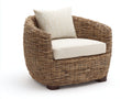 Sillón de ratán 98x82x78 cm - ratán natural y crema - diseño redondeado para salón